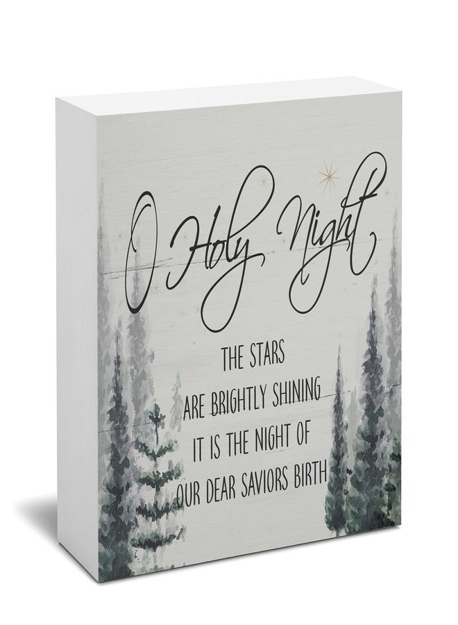 Wheatwin Christmas O Holy Night Sign Decor, Gifts for Christians Men Woman, Vintage Christian Bible Wood Sigs, Winter Holiday Nativity Scene Decorations for Office Bathroom Shelf Desk Table, 5x5 - Image 1
